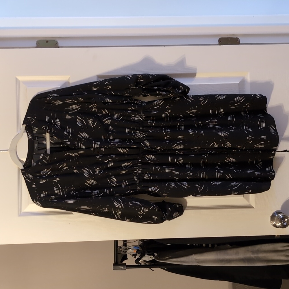 APT. 9 Black Print Roll-Tab Sleeve Waist Dress